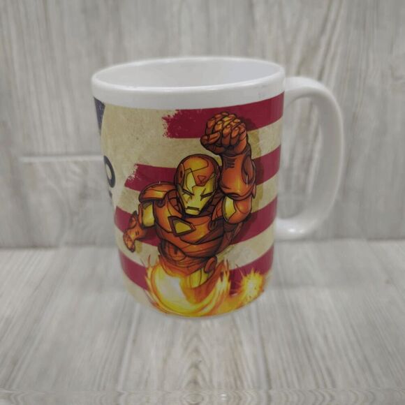 Marvel Comic Iron Man American Flag Coffee Mug 15 Fl. Ounce - Picture 1 of 7